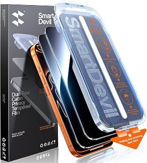 SMARTDEVIL 2 Pack Privacy Screen Protector Tempered Glass Shatterproof for Phone 17 Pro, Anti Spy 28° Anti Spy 9H Hardness, Automatic Dust Removal, Bubble Free