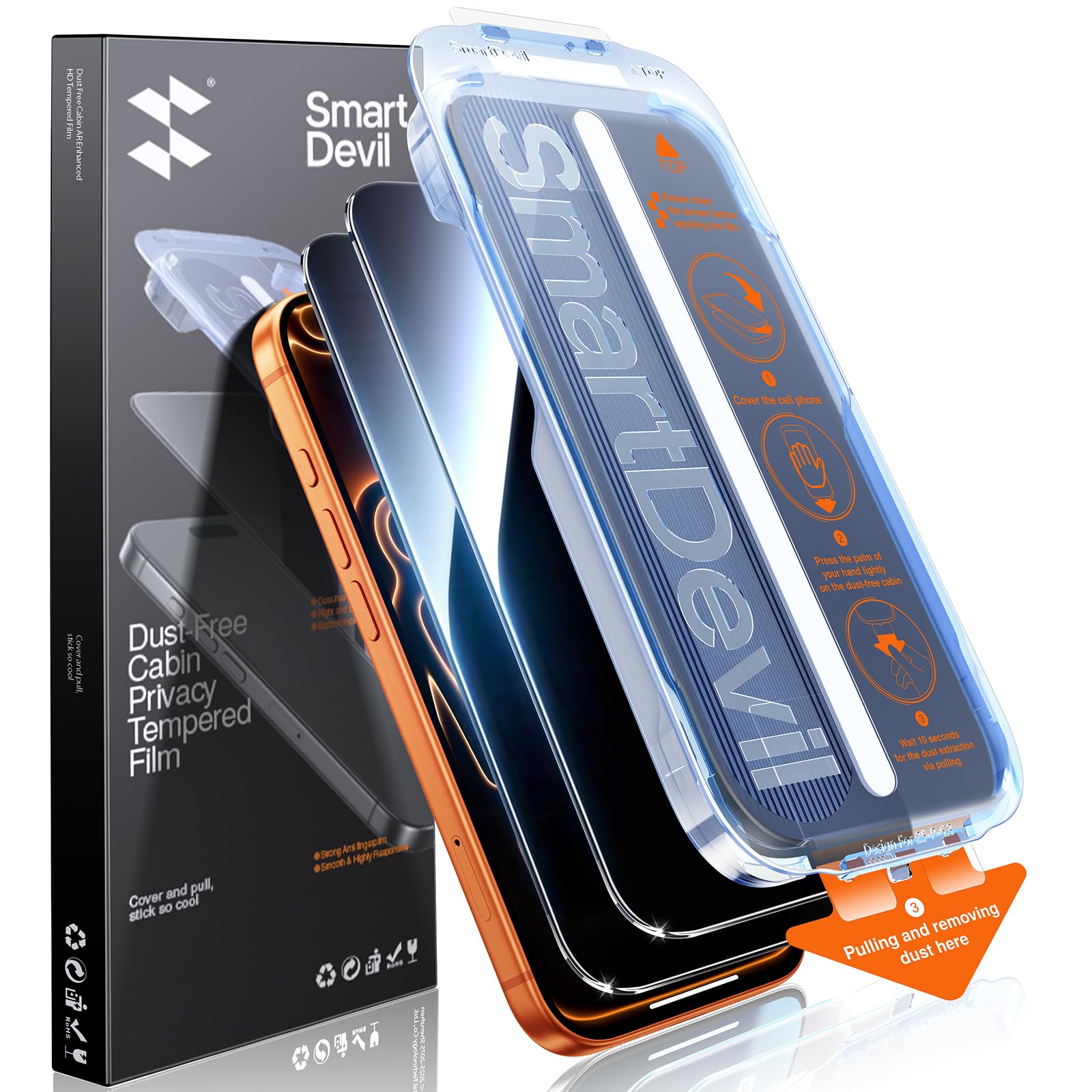SMARTDEVIL 2 Pack Privacy Screen Protector Tempered Glass Shatterproof for Phone