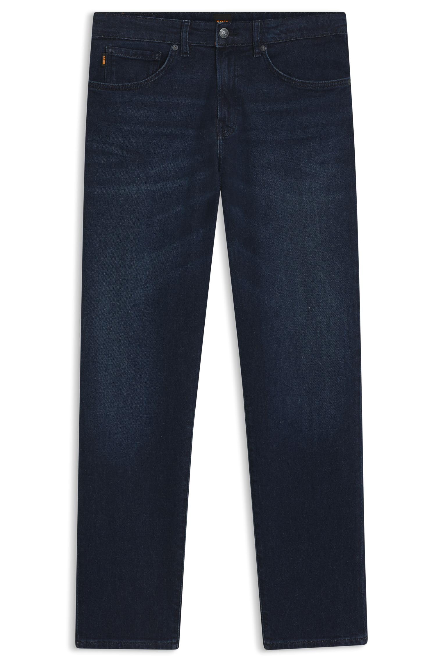 BOSS Mens Maine BC-L-C Blue Regular-fit Jeans in Stretch Denim