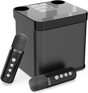 Flyasny Karaoke Machine for Adults and Kids, Portable Bluetooth Karaoke Speaker with 2 Wireless Microphones for TV, Singing Karaoke for Home Party, Great Gifts for Boys and Girls (Black)