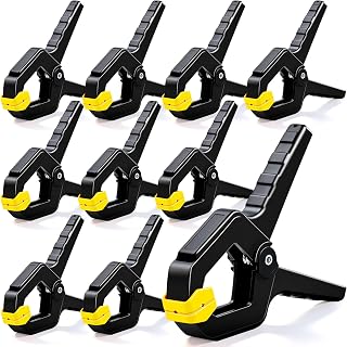 10 Pack Spring Clamps, Heavy Duty Plastic Woodworking Clamps & Multi-Use Hanging Clips for Balloon Arch Clip, Tarp Clips & Backdrop Holder, Durable Hand Tool Kit