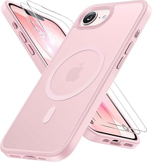Miracase for iPhone 16e case & iPhone 17e Case for MagSafe [with 2×9H+ Screen Protectors] TOP Military-Grade Protection Shockproof with Velvet Touch for iPhone 16e/17e Phone Case 6.1", Light Pink