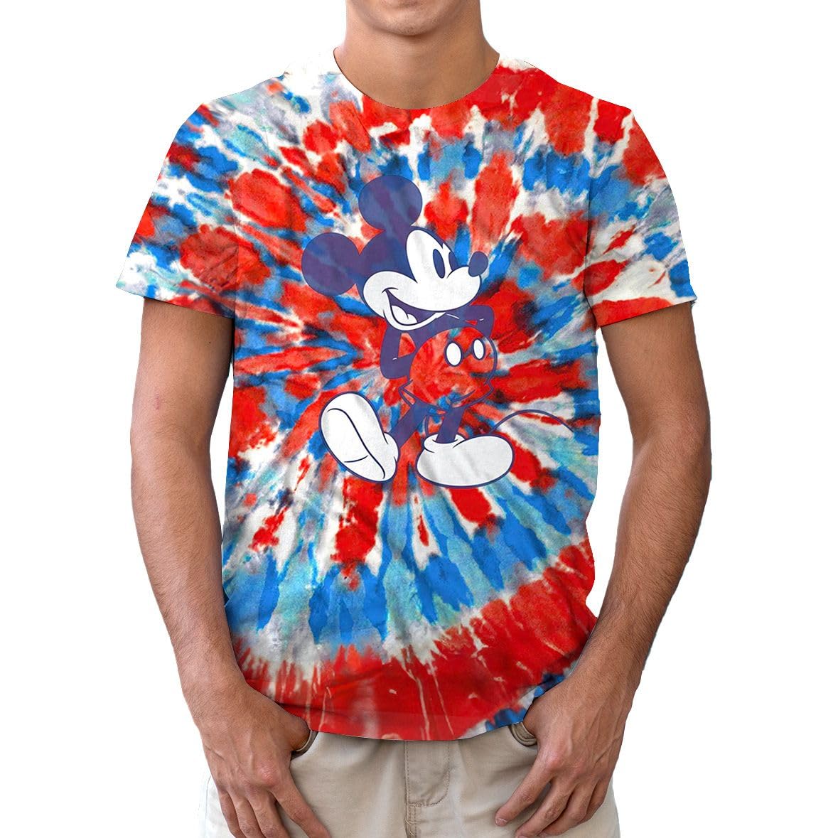 Mad Mickey Mouse Distressed Design T-Shirt for Adults