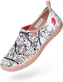 UIN Women Fashion Floral Art Sneaker Painted Canvas Slip-On Ladies Travel Shoes, Pomegranate Painting