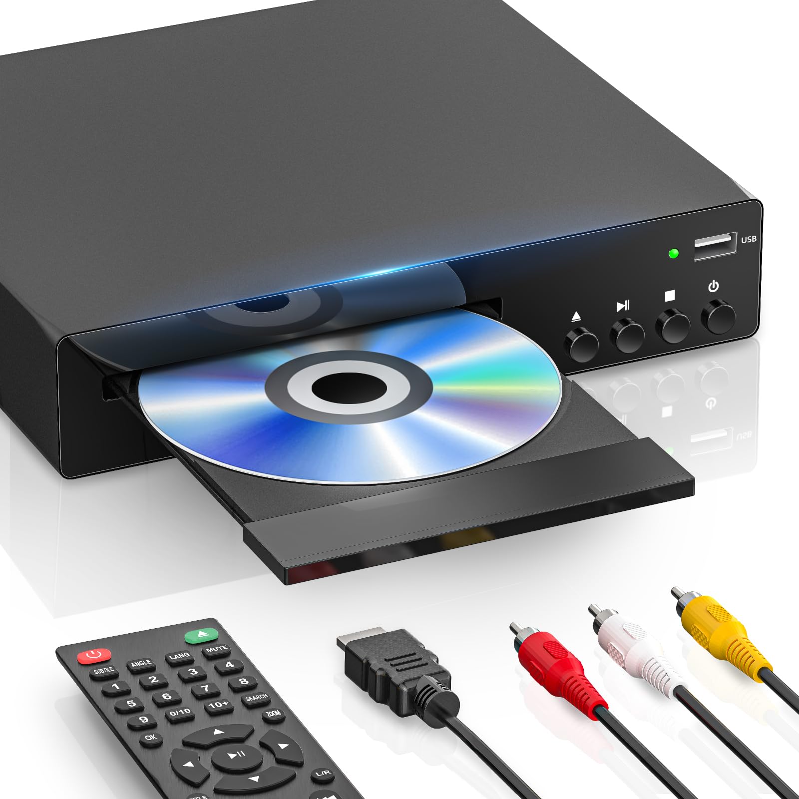 1080P DVD Player for TV, All Region Free DVD Player with HDMI/RCA Output | CD Pl