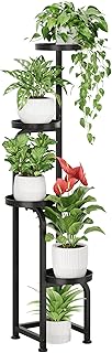Bamworld Tall Plant Stand Indoor Outdoor 4 Tier Corner Plant Shelf | Save Floor Space with a Tall Narrow Design that Organizes Multiple Plants in One Vertical Flower Stand(Patent Design)