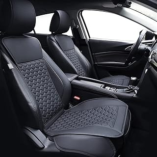 Elantrip Leather Car Seat Covers Front 2PC Waterproof Universal Fit Black | Waterproof diamond-quilted faux leather — built for spills, pets &amp; daily wear