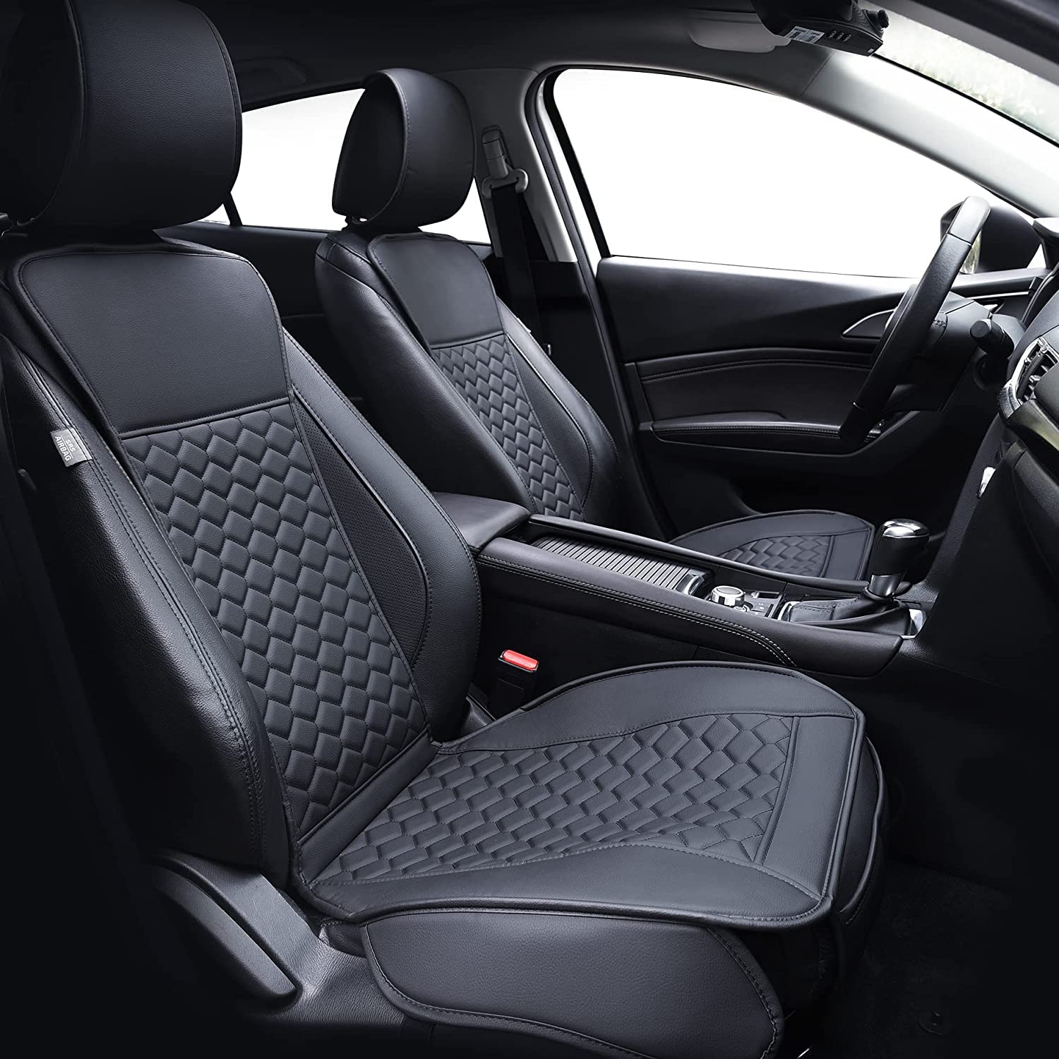 Elantrip Leather Car Seat Covers Front 2PC Waterproof Universal Fit Black | Wate