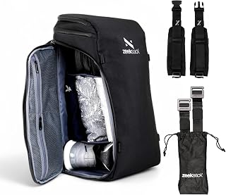 Zeeksack Large Backpack Bundle, Black 30L - The Organizer Carry On Travel Bag with Laptop Compartment, Removable Dividers & Smart Pockets + Activity Straps & Adventure Belt