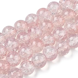 50pcs 6mm Crackle Glass Beads Round Beads for DIY Jewelry Making Necklace Bracelet Earrings Home Decor Valentine's Day Anniversary Jewelry Gift Imitation Crackle Hole