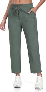 MoFiz Women's Casual Cotton Linen Trousers Lightweight Summer Linen Comfortable with Pockets