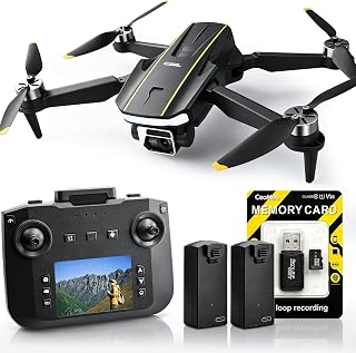 2K Video Drone with Camera for Adults, LCD Screen Remote Controller, 36 Min Flight Time, CHUBORY A68 Foldable Drone, 90° Adjustable Camera, Optical Flow Hover, 2 Batteries, Headless Mode, 3 Speed, Gesture Photo Video, App Control, 8GB MicroSD Card