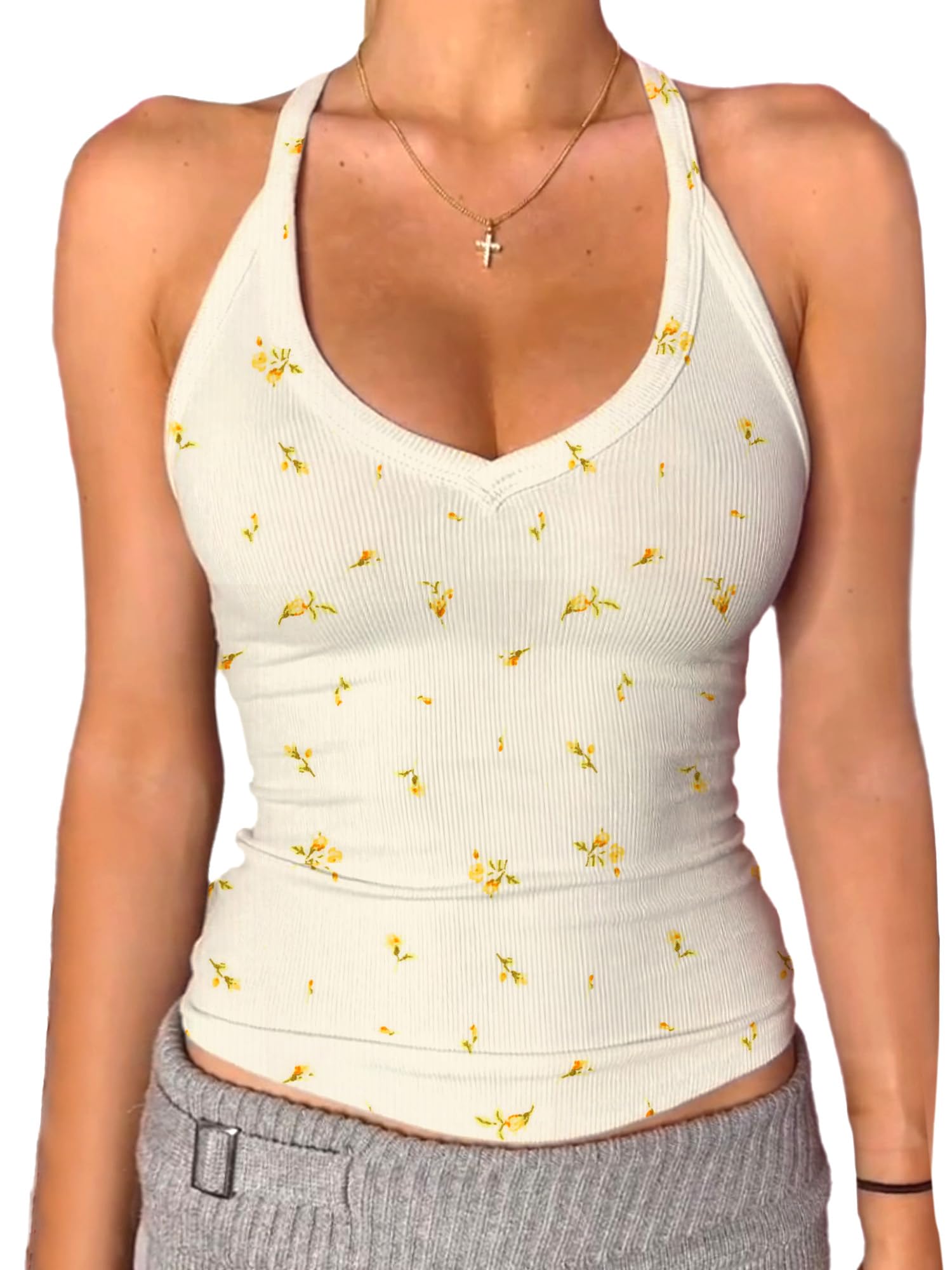 Danysu Women's V Neck Racerback Tank Top