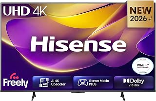 Hisense 43" 43E6STUK 4K Ultra HD AI Smart TV with Freely, Netflix, Disney+ and YouTube - AI 4K Upscaler, AI Smooth Motion, Game Mode Plus, Dolby Vision, Voice Control, DTS Virtual: X, Filmmaker Mode