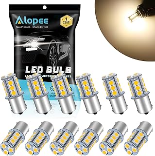 ALOPEE 1156 LED Bulb Soft Warm White 1141 LED Bulb DC 12V 1156 Bulb Replacement for 1156 7506 1141 1003 RV LED Lights Interior Camper Light Bulbs Trailer Boat RV Light Bulbs 5050 18SMD, Pack of 12