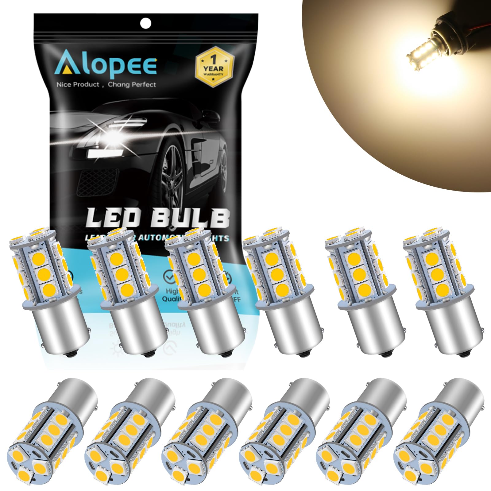 ALOPEE 1156 LED Bulb Soft Warm White 1141 LED Bulb DC 12V 1156 Bulb Replacement 
