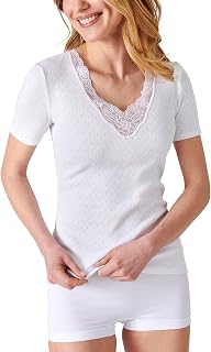 Damart Women's T-Shirt Manches Courtes, Maille Ajourée Thermolact Underwear (Pack of 1)