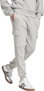 adidas Men's Essentials Feel Cozy Fleece Cargo Pants, Medium Grey Heather/Black