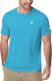 Runhit Mens Swim Shirt UPF 50+, Short Sleeve Rash Guard for Men, UV SPF Sun Protection Quick Dry Water Beach T-Shirt