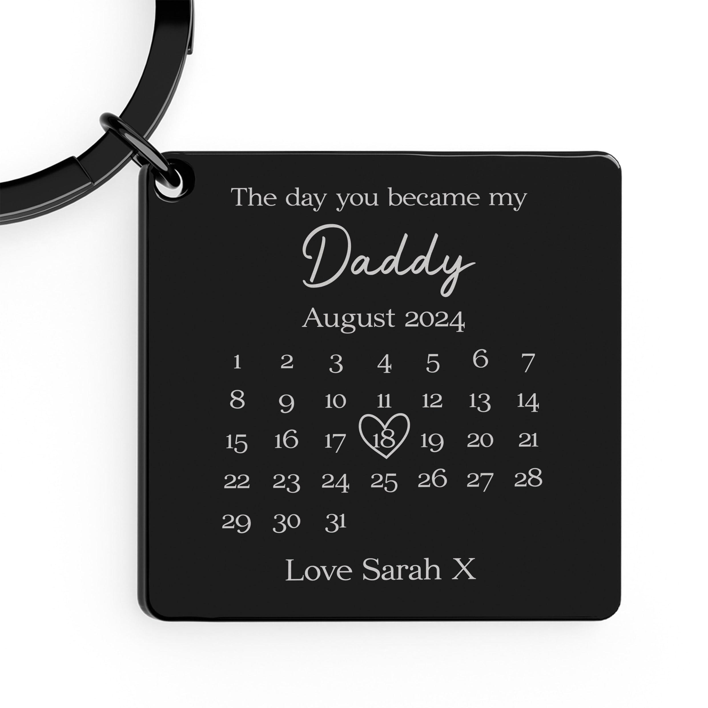 Beecreative Personalised The Day You Became My Daddy Keyring, Daddy Gift from Da
