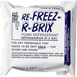 Polar Tech - RB 15 RB15 Re-Freez-R-Brix Foam Refrigerant Pack, 4-1/2" Length x 4" Width x 1-1/2" Thick (Case of 6)