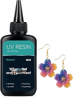 Resiners UV Resin 100g, Low Viscosity Crystal Clear for Crafts &amp; Molds | Fast Curing, Low Odor, Yellowing Resistant, Bubble-Free, Low Shrinkage, Ideal for Resin Jewelry, Keychains, Charms