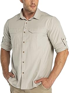 33,000ft UPF50+ Men's Functional Shirt UV Protection Long Sleeve Breathable Button Down Shirt Outdoor Sports Leisure Fishing