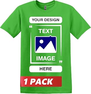 Gildan Custom T-Shirts - Personalized Unisex Crewneck Tee Shirt - Customize Your Image, Text & Photo - Men Women Adult