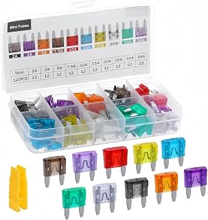 120 Pcs Car Fuses Assorted Kit,Mini Blade Fuses 2A 3A 5A 7.5A10A 15A 20A 25A 30A 35A with Storage Case & Fuse Puller,Automotive Fuse Box Accessories for Cars, Trucks, SUVs, 12V-32V Applications