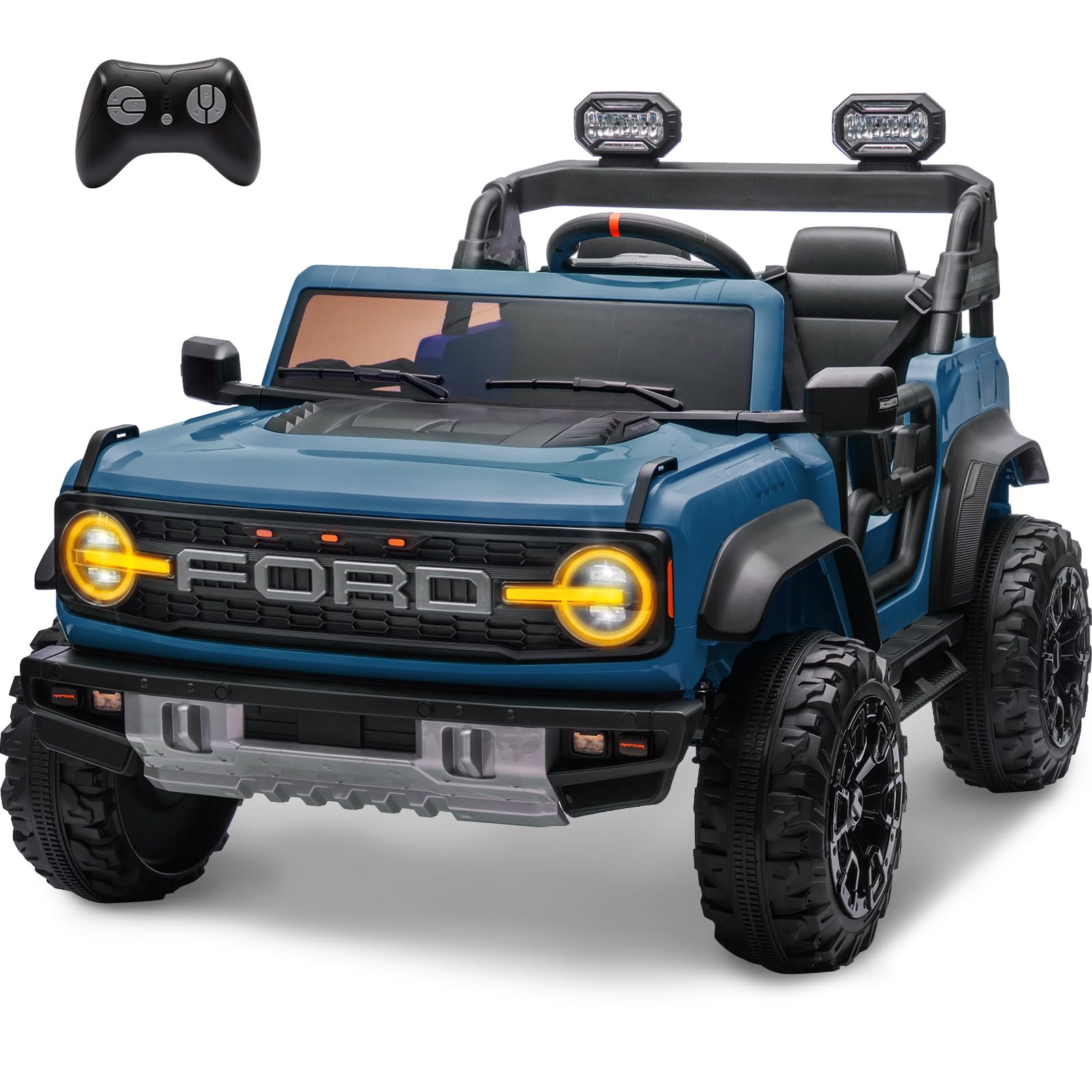 2 Seater Ride On Car for Kids, 24V Licensed Ford Bronco Raptor Electric Power Ri
