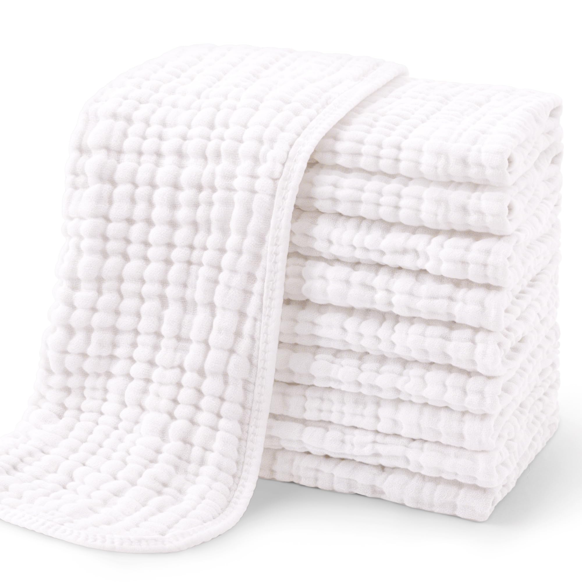 Yoofoss Muslin Burp Cloths for Baby 10 Pack 100% Organic Cotton Baby Washcloths 
