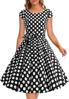 Dressystar Vintage Solid Color Polka Dot 1950s Cap Sleeves Prom Dresses