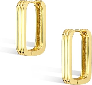 Gold Silver Hoop Earrings Women U-Shape Rhombus Wave Octagonal Hoop Earring