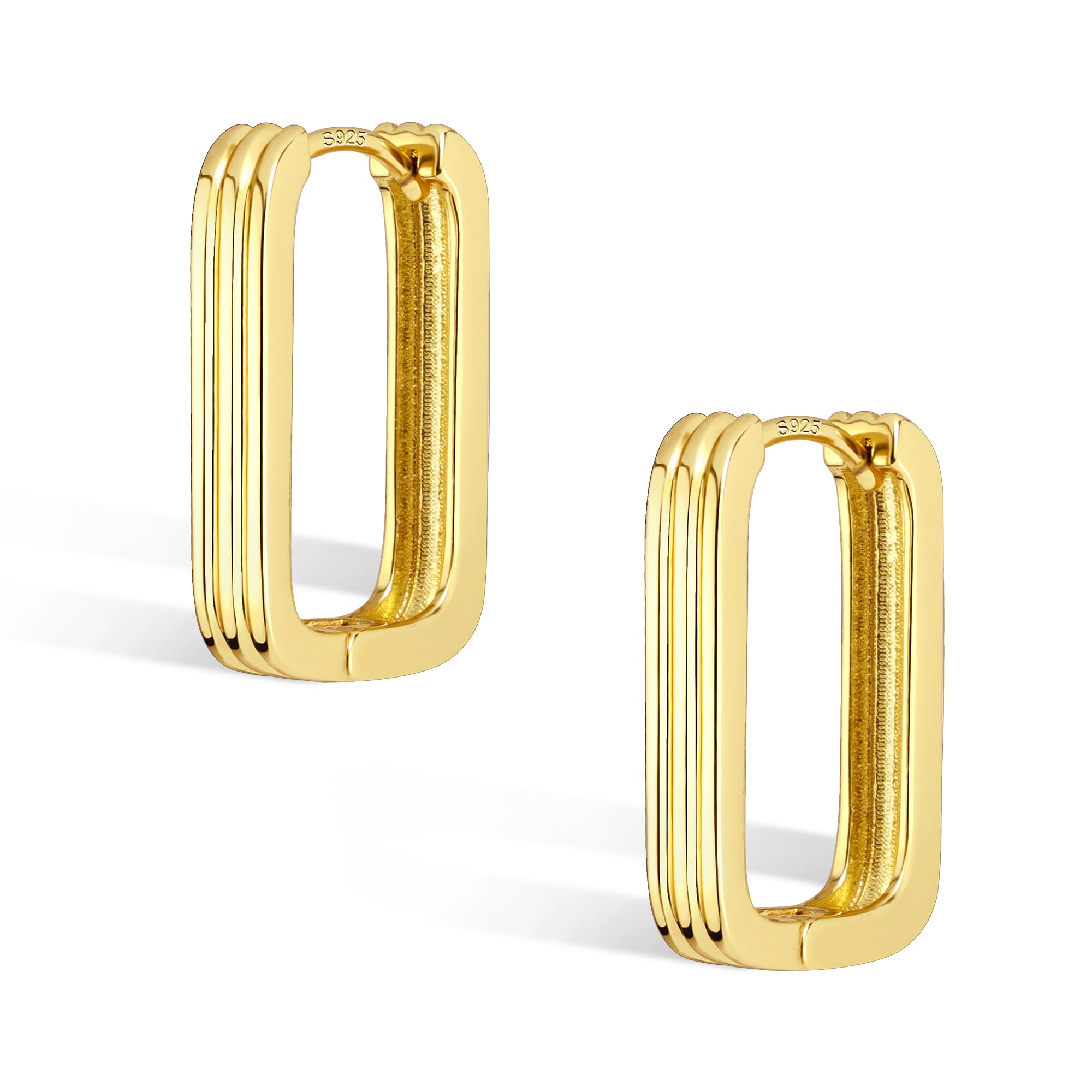 Gold Silver Hoop Earrings Women U-Shape Rhombus Wave Octagonal Hoop Earring