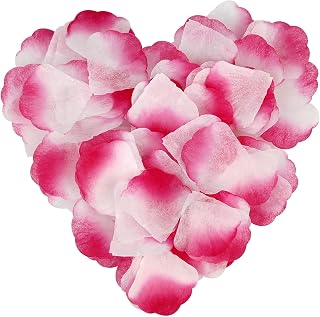 JHFGJGH 1000 Pcs Exquisite Red&White Rose Petals, Emulation Silk Rose Petals, Artificial Flower Petals for Romantic Nights, Weddings, Events, and Valentine's Day Deco (Red&White)