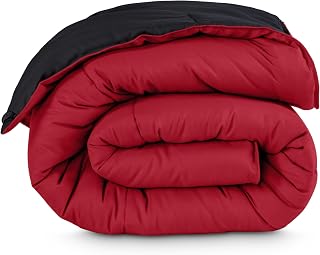 Bare Home Twin/Twin Extra Long Comforter - Reversible Colours - Goose Down Alternative - Ultra-Soft - Premium 1800 Series - All Season Warmth - Bedding Comforter (Twin/Twin XL, Black/Red)