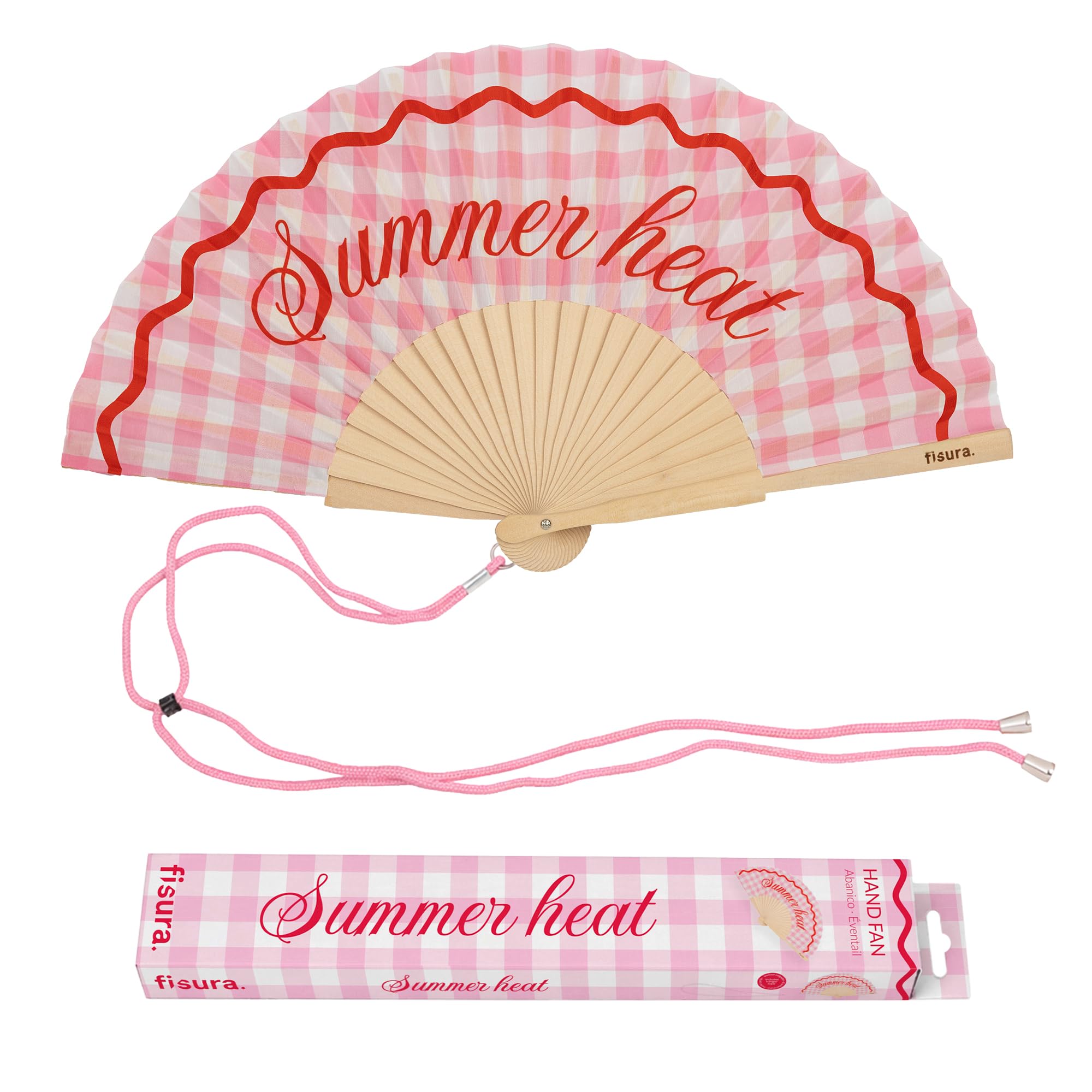 Fisura Original fan with message "Summer heat" - Modern and colourful wooden fan