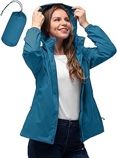 33,000ft Women's Compact Rain Jacket Lightweight Waterproof Rain Jacket with Hood Windproof Cycling Jacket