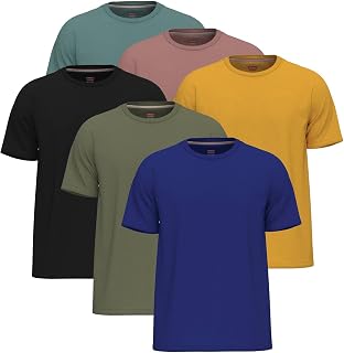 SoftSpun Pack 6 Men's T-Shirts 100% Cotton | Basic Crew Neck T-Shirt | Comfort T-Shirts for Daily Use