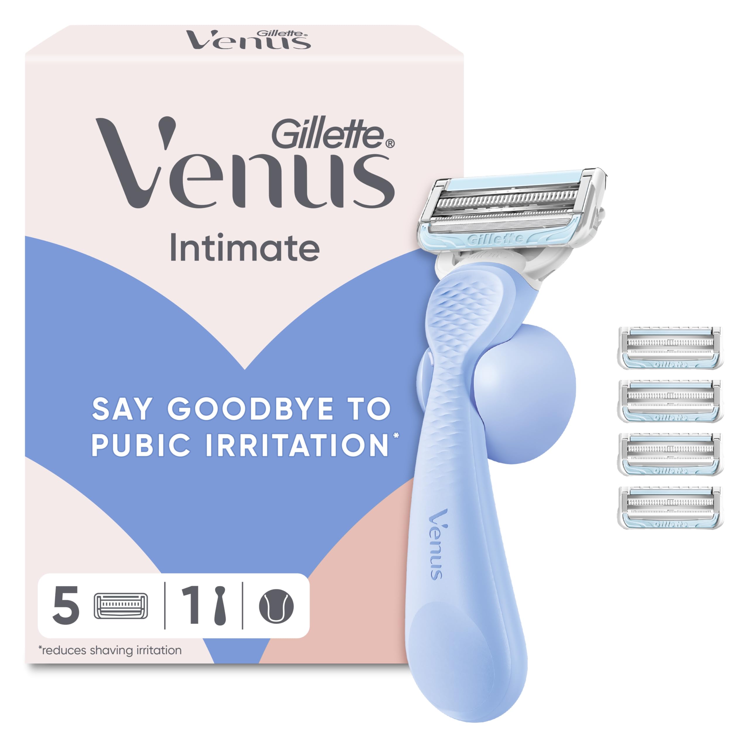Gillette Venus Women's Razor for Pubic Hair & Skin Protection | 1 Handle Plus 5 