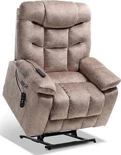 EONIX Large Lay Flat Power Lift Recliner Chair for Elderly with Heat and Massage, 400lbs Dual Motor Electirc Lift Chair with Extended Footrest, SLRY007062, Beige