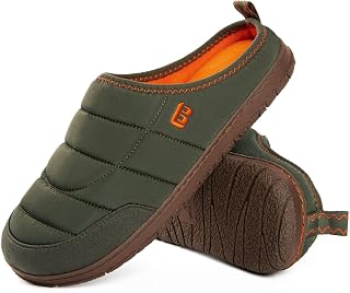 LongBay Mens Two-Tone Slip on Slippers Memory Foam Warm Non-Slip Water Resistant Indoor Outdoor House Shoes Machine Washable
