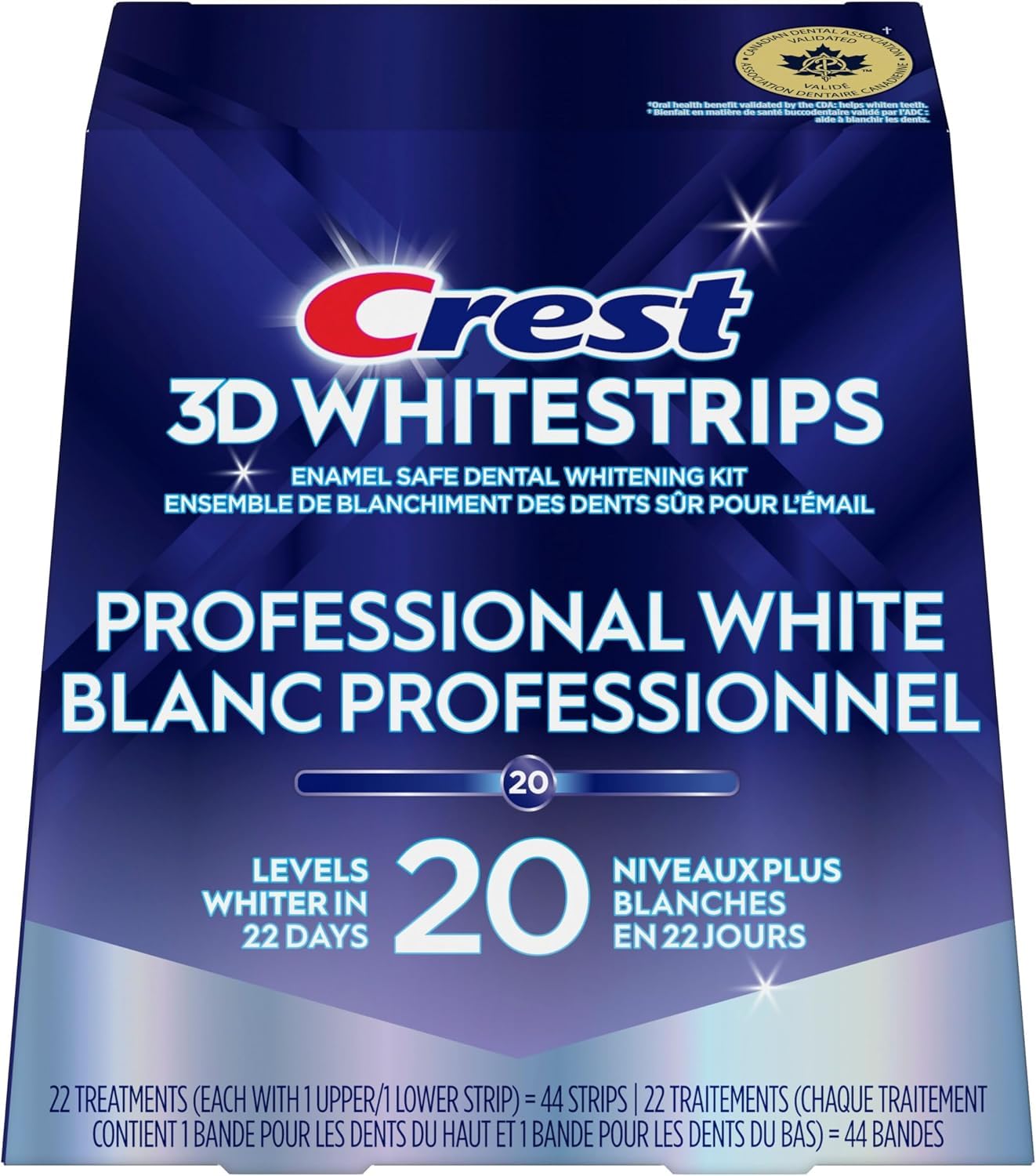 Crest 3D Whitestrips Professional White At-Home Teeth Whitening Kit, 22 Treatmen