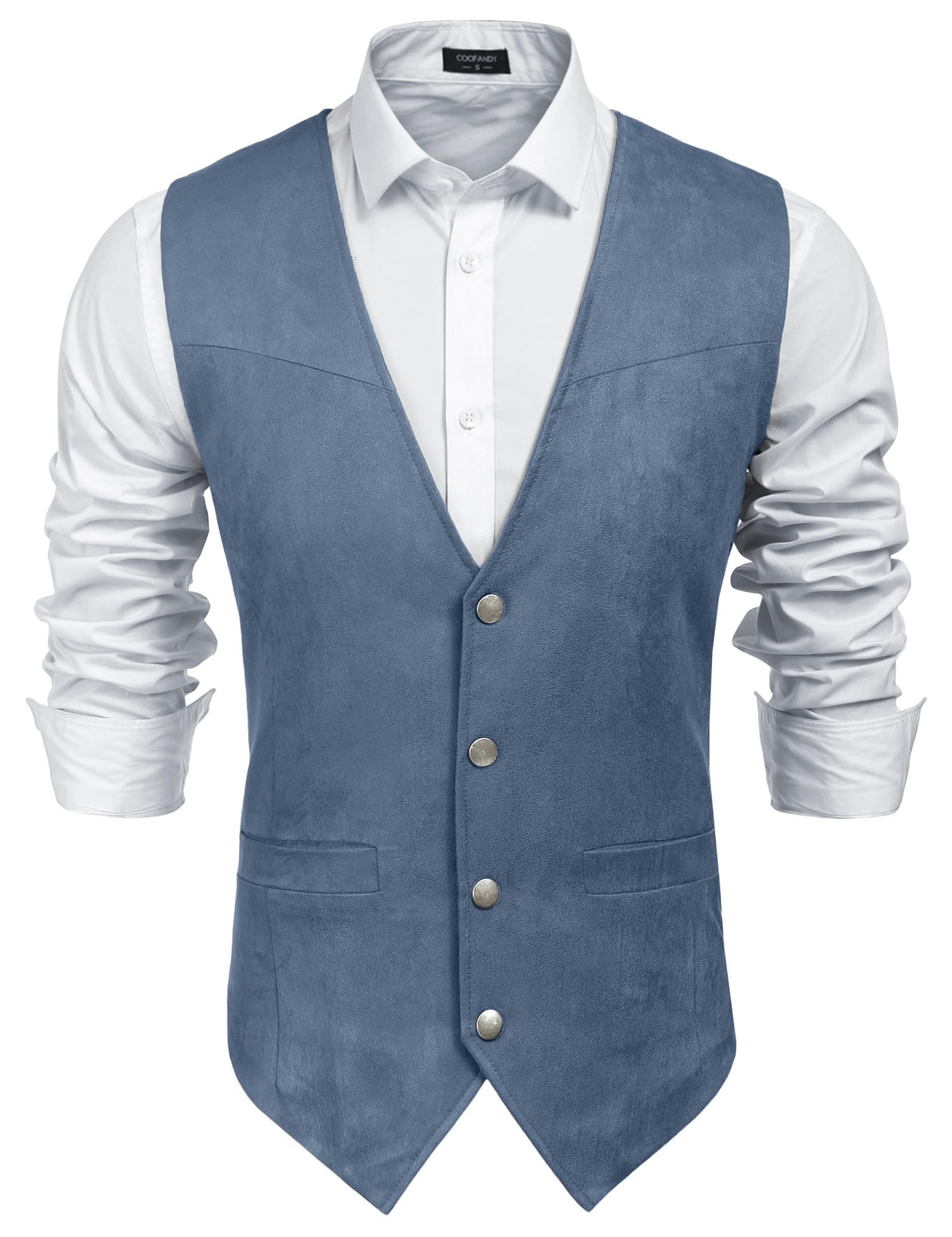 COOFANDY Men's Fashion Sleeveless Collar Denim Vest Jacket