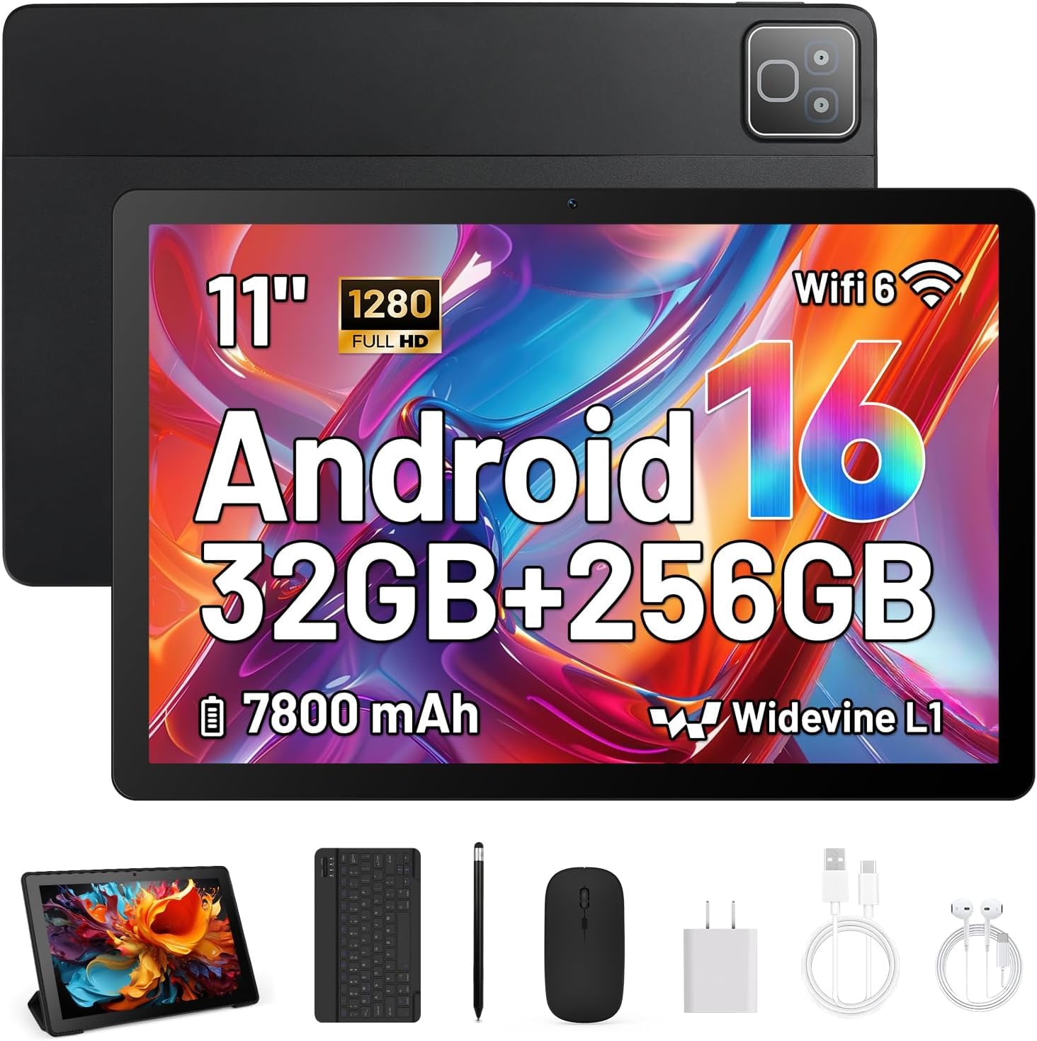 TT.KIDS Tablet 11 inch Tablets Android 16, 32GB RAM 256GB ROM (1TB TF Expand), 7