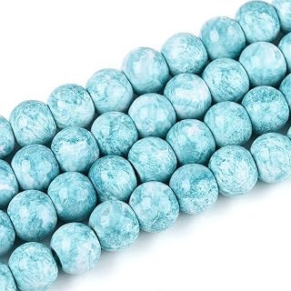 142pcs 6mm Faux Porcelain Round Spacer Loose Beads for DIY Bracelet Necklace Earring Jewelry Making Beads Crafts Hole:1~1.2mm Pale Turquoise