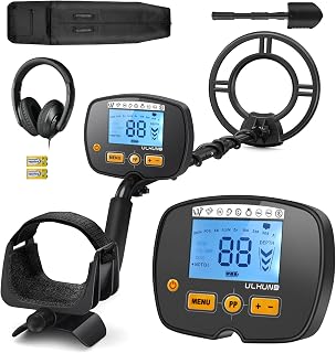 ULHUND Upgraded Metal Detector for Adults Professional - High Accuracy Gold Finder with DSP Chip & 10" IP68 Waterproof Search Coil, 12" Deep Detection and 60" Adjustable Length for Beach & Yard