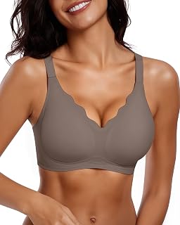 Vertvie Women's Seamless Bra Wirefree Non-Wired Push Up Full Coverage Comfortable Scalloped Bra