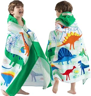 VOOVA & MOVAS Dinosaur Towel for Kids Age 3-8,100% Cotton,Soft | 50"x30",Gift Idea,Soft&thick,Extra Safe,Machine Washable and Durable,Wearable Wrap,Bath Towel for Beach Bath Pool