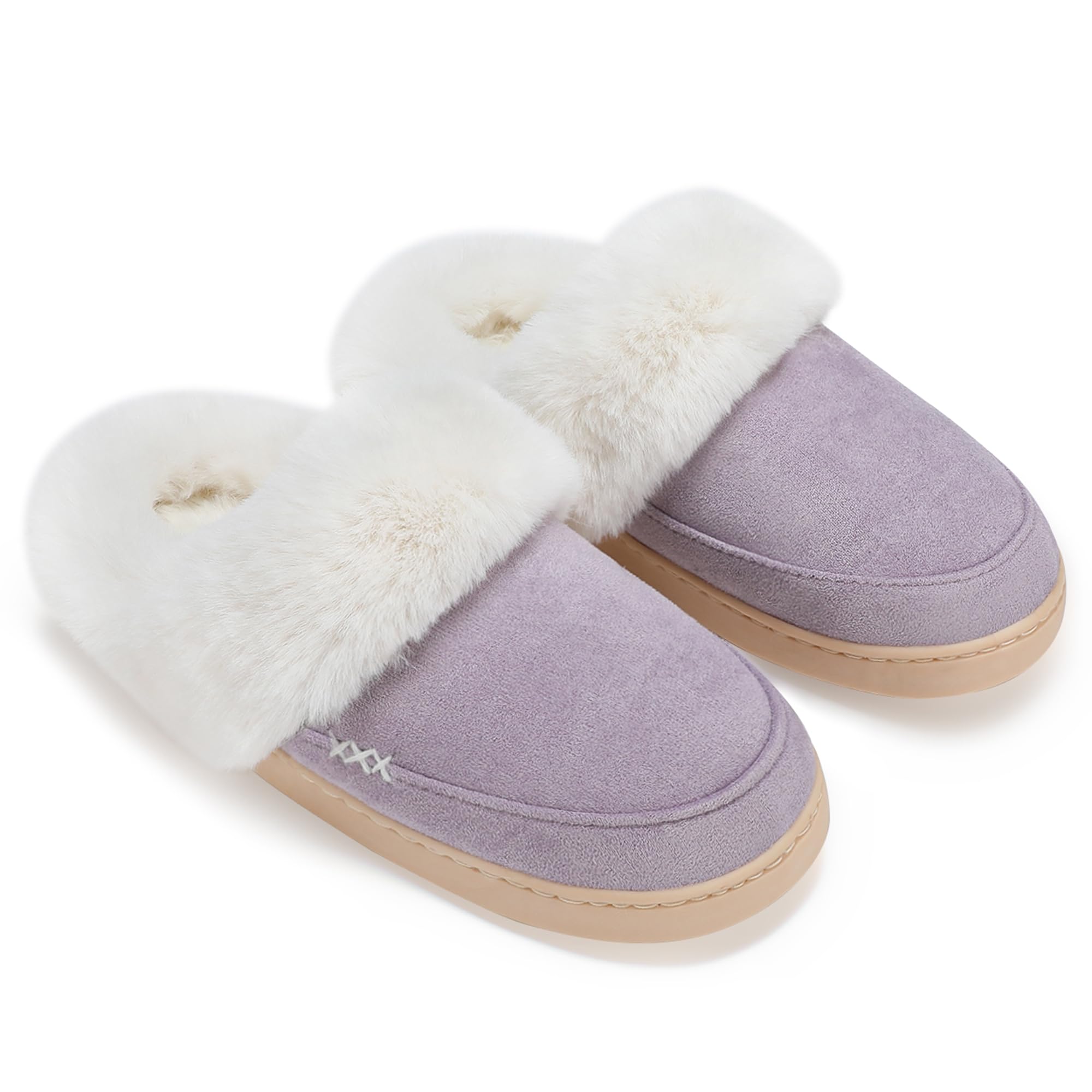 NineCiFun Women's Men's Winter Slippers Warm Fluffy Plush Slippers Non-Slip Outd